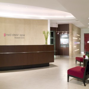 Reception area at Red Door Spa in Fort Lauderdale